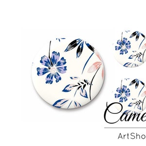 Bloemen Cabochons 1x25mm en 2x12mm, 1x20mm en 2x10mm, handgemaakte flatback Cabochon, ronde cabochons, glazen koepel, diy- S1563