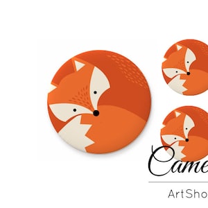 Cabochon di volpe, Cabochon in vetro 1x25mm e 2x12mm, 1x20mm e 2x10mm, Cupola di vetro, Cabochon in vetro fotografico fatto a mano per fai da te - S979