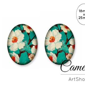 Cabochon edelsteine18x25mm, Blumen cabochon, cabochon glas blume, foto cabochons, cabochon fassung- O251