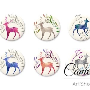 6 pezzi cabochon cupola di vetro, cabochon rotondi animali 25mm, 20mm, creazione di gioielli, cabochon flatback, cervo per pendenti in vetro o resina - G973