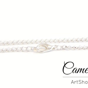 10 piece link chain necklaces, curb chain necklaces, curb necklaces with lobster clasp, chains, nickel free, 80cm, silver