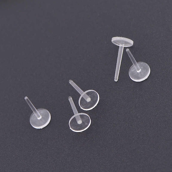 1box/approx.30pcs Plastic Earrings Studs For Prevent Ear Hole Closure, Low  Allergy Colorful Transparent Ear Jewellery About 14mm Elegantly Clear Rod