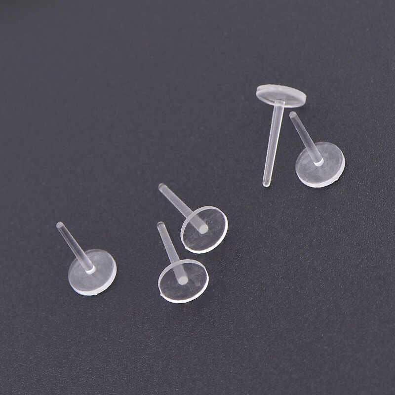 Clear Earrings,3mm Plastic Earrings for Sensitive Ears,Clear Earrings for  Sports/Work,Invisible Earrings Clear Stud Earrings 100 Pairs Earring Backs  and Blank Pins Stud(100 pieces/50 Pairs) 
