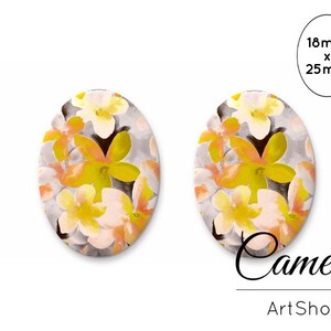 Glascabochons Oval 18x25mm, cabochon vorlagen, cabochon fassung, Blumenmuster, cabochon bilder, cabochon glas, 2 Stück- O434