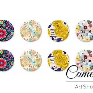 8 cabochon in vetro fotografico, motivo floreale, cupola in vetro con immagine da 10 mm, 12 mm, 14 mm o 18 mm - C1133