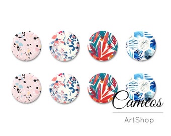 8 pcs Glass Cabochon 10mm, 12mm, 14mm or 18mm, handmade glass cabochons, Flatback Cabochon, photo cabochon, flower cabochons - C1513