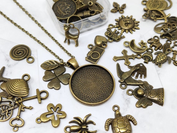 Bulk Alloy Charms for Bracelet or Necklace Bronze Assorted Mixed Charm Pendant for Jewelry Making Supplies