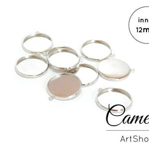 10 pieces 12mm Round Antique Bronze / Silver Color Blank Bezel Pendant trays, base for Cabochons