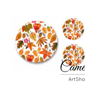 Cabochon autunnali 1x25mm e 2x12mm, 1x20mm e 2x10mm, Cabochon flatback fatti a mano, cabochon rotondi, cupola in vetro - S1000