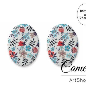Cabujones de cristal fotográfico floral ovalados, azulejo de cúpula de cristal con imagen ideal para foto colgante de camafeo, fabricación de joyas y proyectos de manualidades, juego de 2 o 4