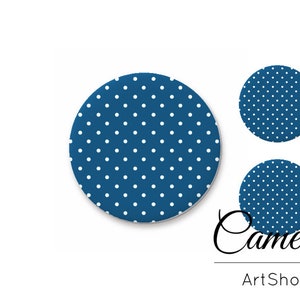 Cabochon in vetro fotografico 1x25mm e 2x12mm, 1x20mm e 2x10mm, cabine flatback fatte a mano a punti blu, caboochon in vetro immagine per gioielli- S1558