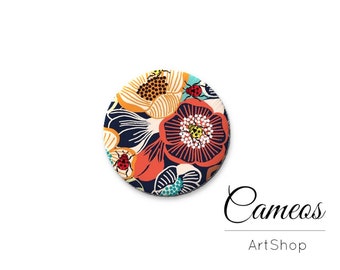 Cabochon, Glass Domes, 8mm 10mm 12mm 14mm 16mm 18mm 20mm 25mm, Flowers pattern cabochon, Photo Glass Cabochon - L630