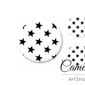 Cabochon in vetro Black Stars 1x25mm e 2x12mm, 1x20mm e 2x10mm, cabos fatti a mano, cabochon in vetro fotografico sul retro piatto per fai da te - S1544