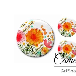 Cúpula de cristal, cabujón de flor de naranja 1x25 mm y 2x12 mm, 1x20 mm y 2x10 mm, cabinas planas, cabujones redondos florales, ajuste de cabujón - S1349