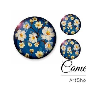 Glascabochon, Motivcabochons 1X25mm und 2x12mm, Blumen cabochon, cabochon glas blume, foto cabochons, cabochon fassung- S198
