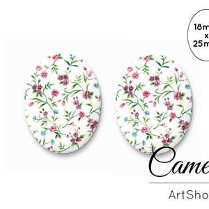 Blumen Cabochons 18x25mm, Rosen Cabochons, Cabochon, Glaskuppel Cabos, Foto Glas Cabochon zur Schmuckherstellung, - 0778
