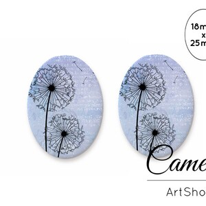 Pusteblume Oval Cabochon 18 x 25 mm, Blumen Muster Cabochon, Cabochon Ohrring Fassung, Foto Glas Cabochon - O504