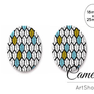 Glascabochons Oval 18x25mm, cabochon vorlagen, cabochon fassung, retro muster, cabochon bilder, cabochon glas, 2 Stück- O734