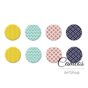 8 stuks Cabochons, Fotoglas Cabochon, Retro patroon cabochon, beeldglas cabochon 10mm, 12mm, 14mm of 18mm - C1670