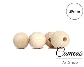 10 pcs Wooden Beads, Wood Beads 25mm, Unfinish Wooden Beads, Geometric Wood Bead, Round wood beads, Natural Wooden Beads for jewellry