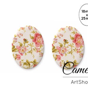 Cabochon in vetro 18x25mm, Cabochon rosa, Cabochon, Cupola in vetro, Cabochon ovali, Cabos, Cabochon in vetro fotografico - 0762