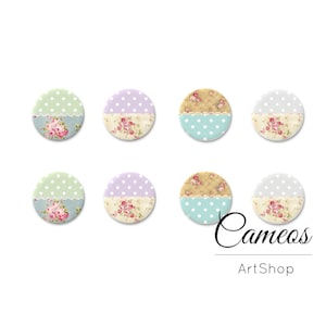 8 stuks ronde glazen cabochon 10 mm, 12 mm, 14 mm of 18 mm, stippen, afbeelding cabochons, cabochon fotoglas - C1665