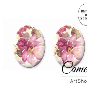 Cabos, Cabochon in vetro 18x25mm, Cabochon rosa, Cabochon, Cupola di vetro, Cabochon ovali, Cabochon in vetro fotografico - 0764