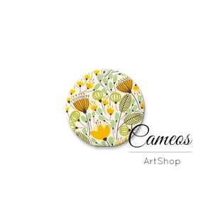 Cabujón con motivo floral, cúpulas de vidrio, 8mm - 25mm, cabujón de patrón floral amarillo, cabujón de vidrio fotográfico- L620