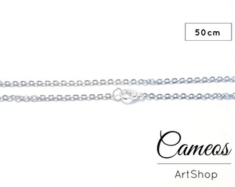 10 piece link chain necklaces with lobster clasp, cable necklaces, cable chain, chains, 50cm long, nickel free, silver