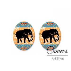 Ovaal glas cabochon 18x25mm, Olifant patroon cabochons, Animal Glass Dome, Photo Glass Cabochon, voor oorbellen, hangers - O512