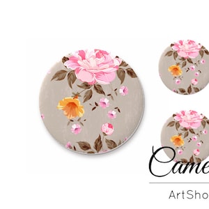 Cabochon in vetro, cabochon Little Flower 1x25mm e 2x12mm, 1x20mm e 2x10mm, cabine flatback, cabochon rotondo floreale, cupola in vetro fotografico - S1555
