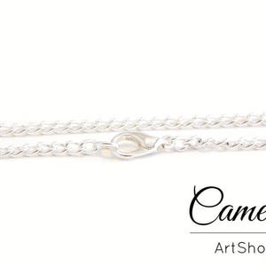 10 piece link chain necklace, curb chain necklaces, curb necklaces with lobster clasp, chains, nickel free, 60cm, silver