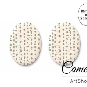 ストライプカボション 18 x 25 mm、手作りカボション、フラットバックカボション、楕円形カボション、写真ガラスカボション、イヤリングセッティング、ジュエリーメイキング - 0681