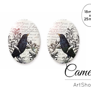 Cabochões de vidro 18 x 25 mm, Cabochões vintage, Cabochões de vidro com cúpula, Cabochões de vidro fotográfico para fabricação de joias, Contas de vidro, Oval, Encaixe - 0121
