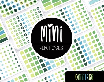 Mini Functionals | DAINTREE | Functional Planner Stickers | Checkbox | Dots | Quarter Box | Heart | Star | Date Dots | Shape Stickers