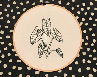 Arrowhead Plant Line Drawing Embroidery