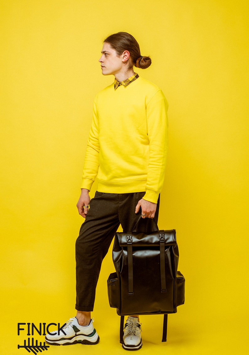canvas backpack yellow handbag small backpack Rolltop Backpack travel backpack vegan backpack minimalist backpack girls backpack
