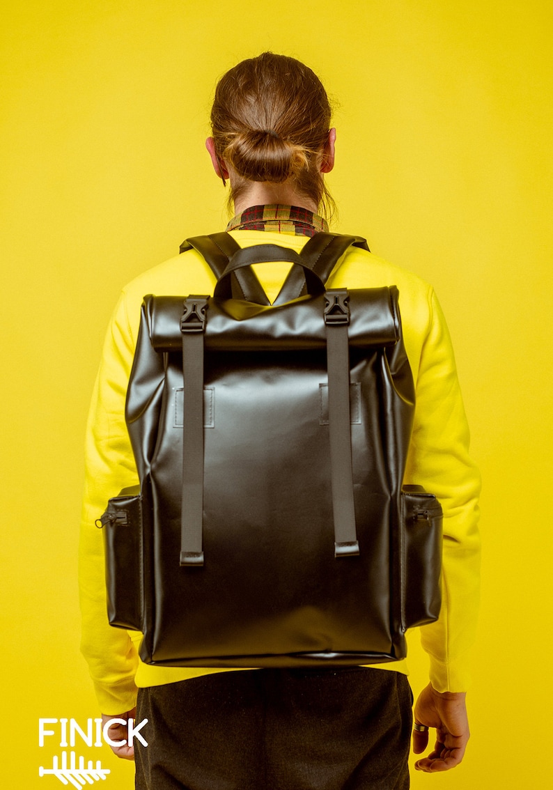 canvas backpack yellow handbag small backpack Rolltop Backpack travel backpack vegan backpack minimalist backpack girls backpack