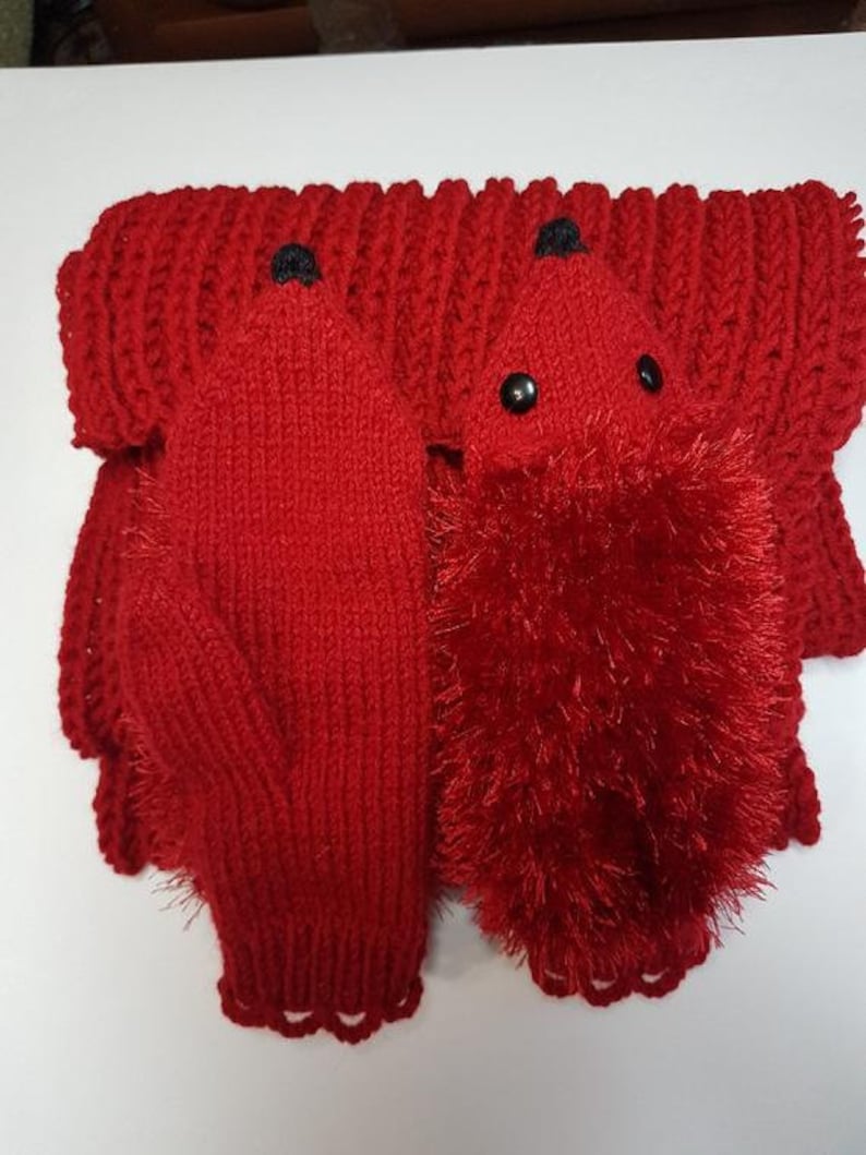 Mittens Hedgehog Fluffy PATTERN Winter Warm Knitted Hand Etsy