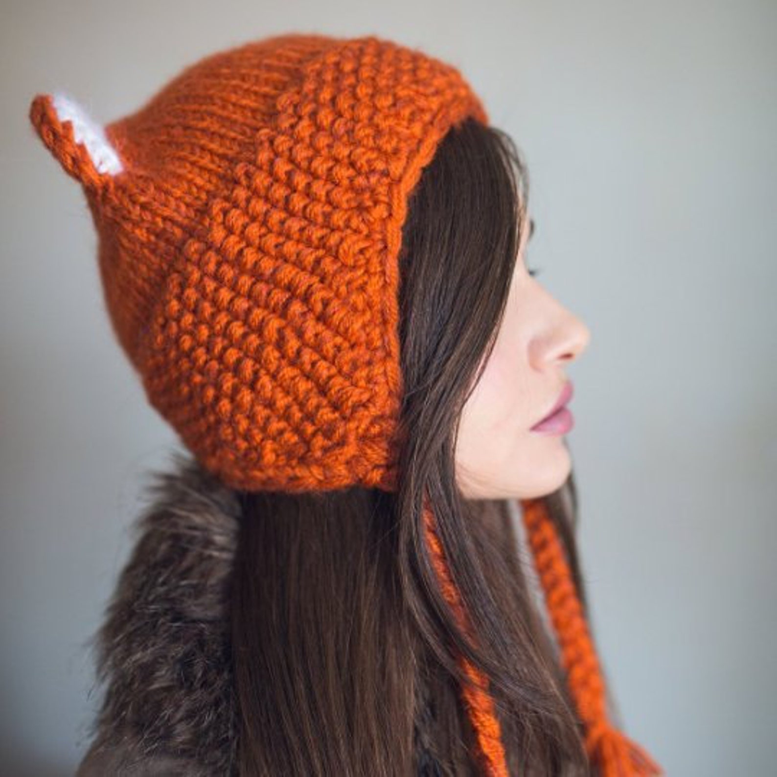 Pattern cat hat knitted fox hat cat ears beanie Etsy