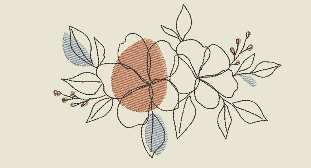 Flowers Machine Embroidery Designs, 3 Sizes, Minimal Flowers Embroidey ...
