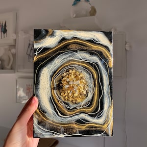Small resin geode paiting &quot;opium&quot; | pating, canvas, resinart, geode art, abstract painting