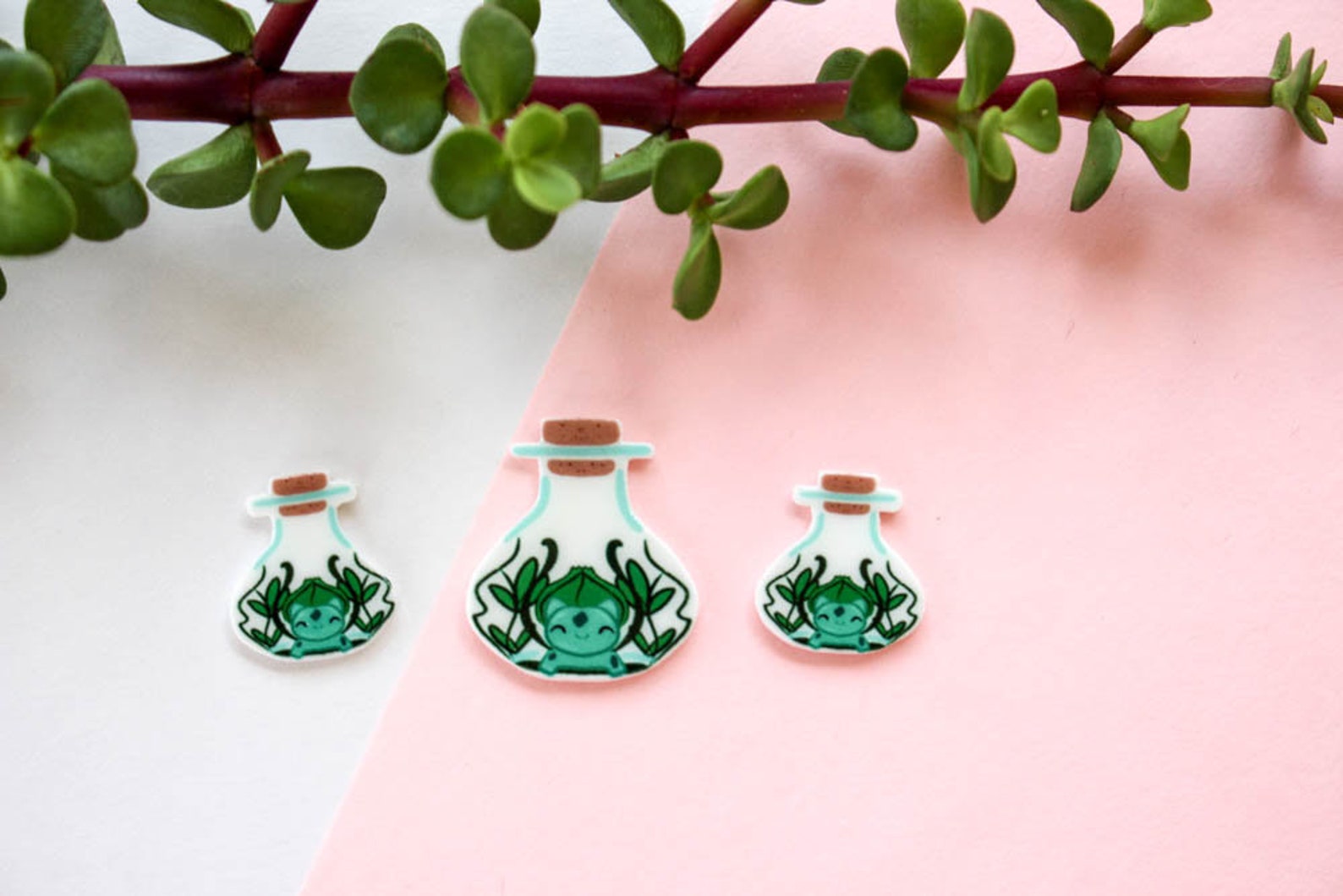 Cute bulbasaur earrings Etsy