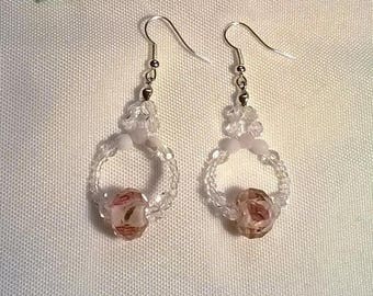 transparent glass beads earrings