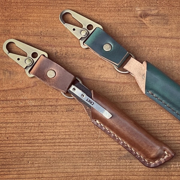 CRKT CEO and Higonokami Leather sheath | Horween Chromexcel | Vertical Carry Sheath | Everyday carry