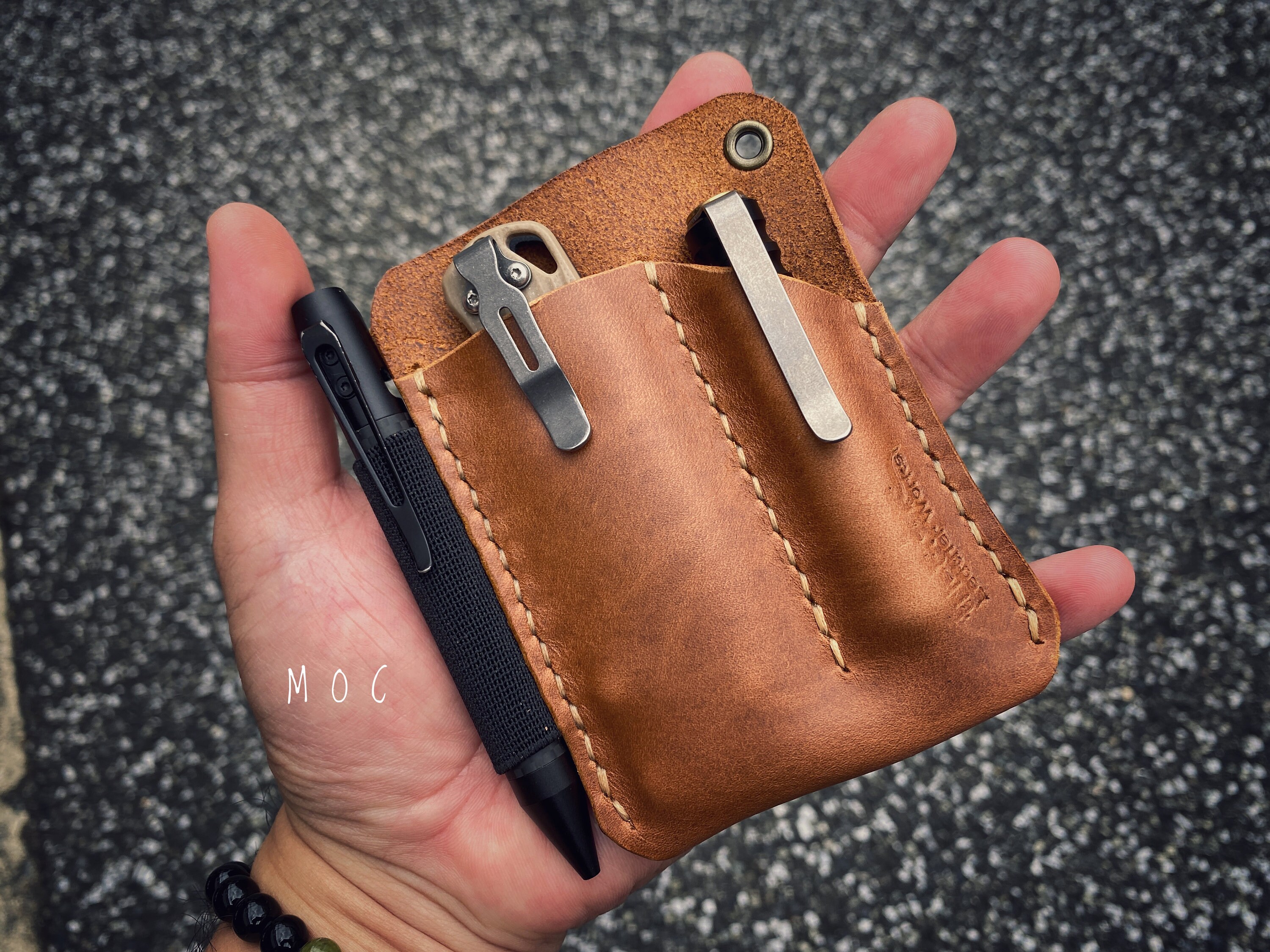 EDC Leather Pocket Slip Knife Sheath Horween Chromexcel Etsy