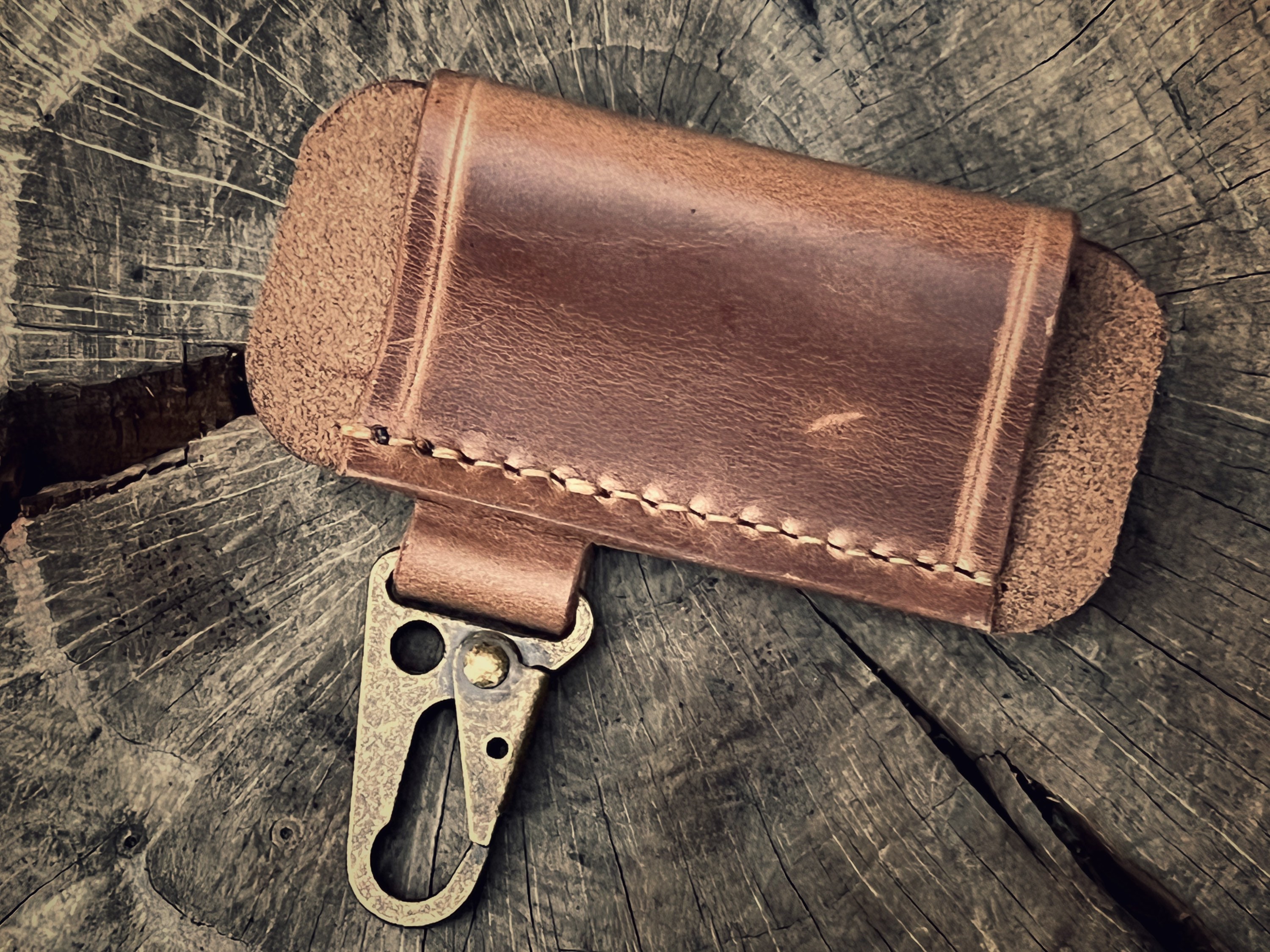 EDC Folding Knife Leather Belt Sheath With Key Hook Knife Etsy