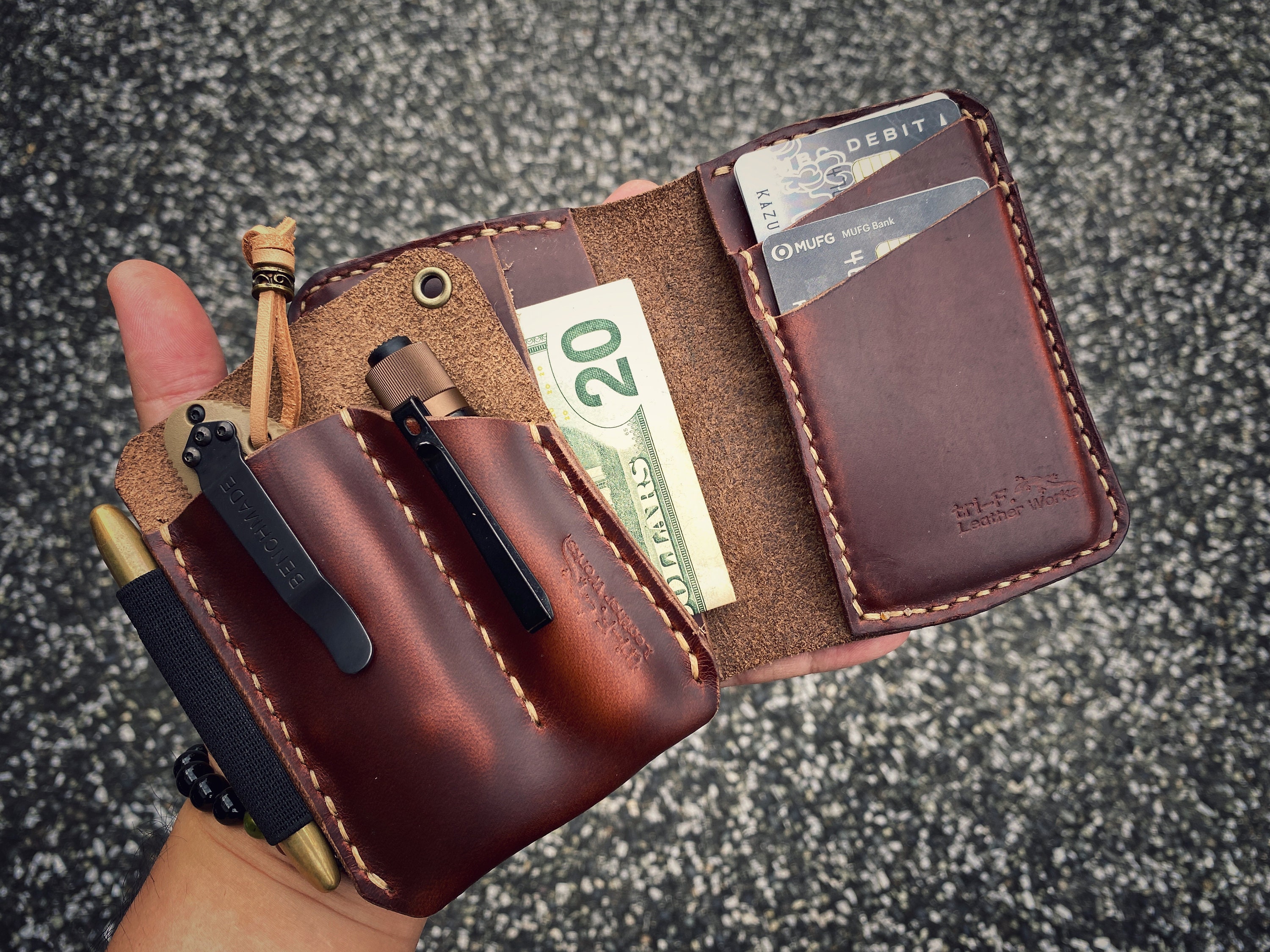 EDC Leather Pocket Slip Knife Sheath Horween Chromexcel Etsy