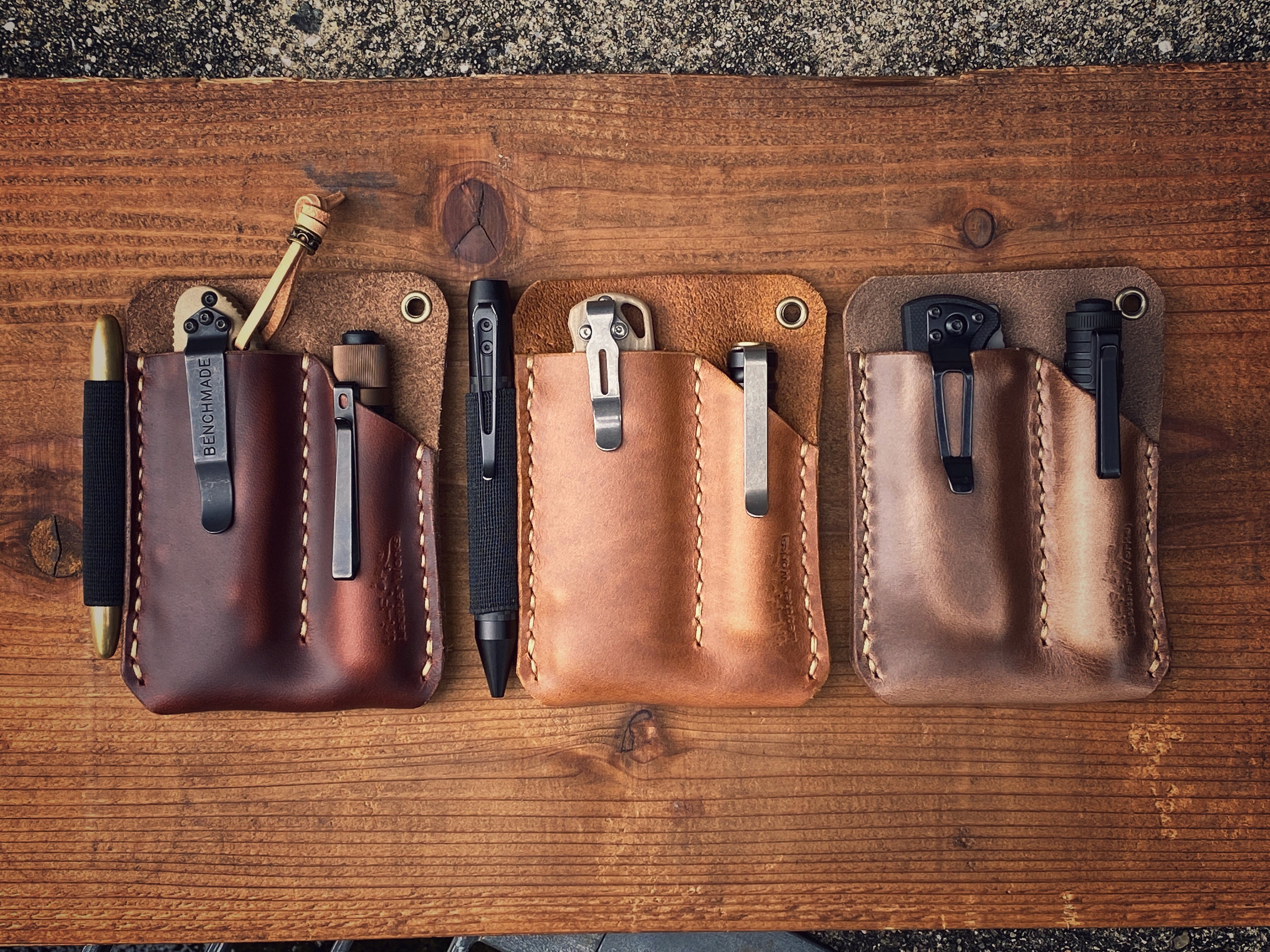 EDC Leather Pocket Slip Knife Sheath Horween Chromexcel Etsy