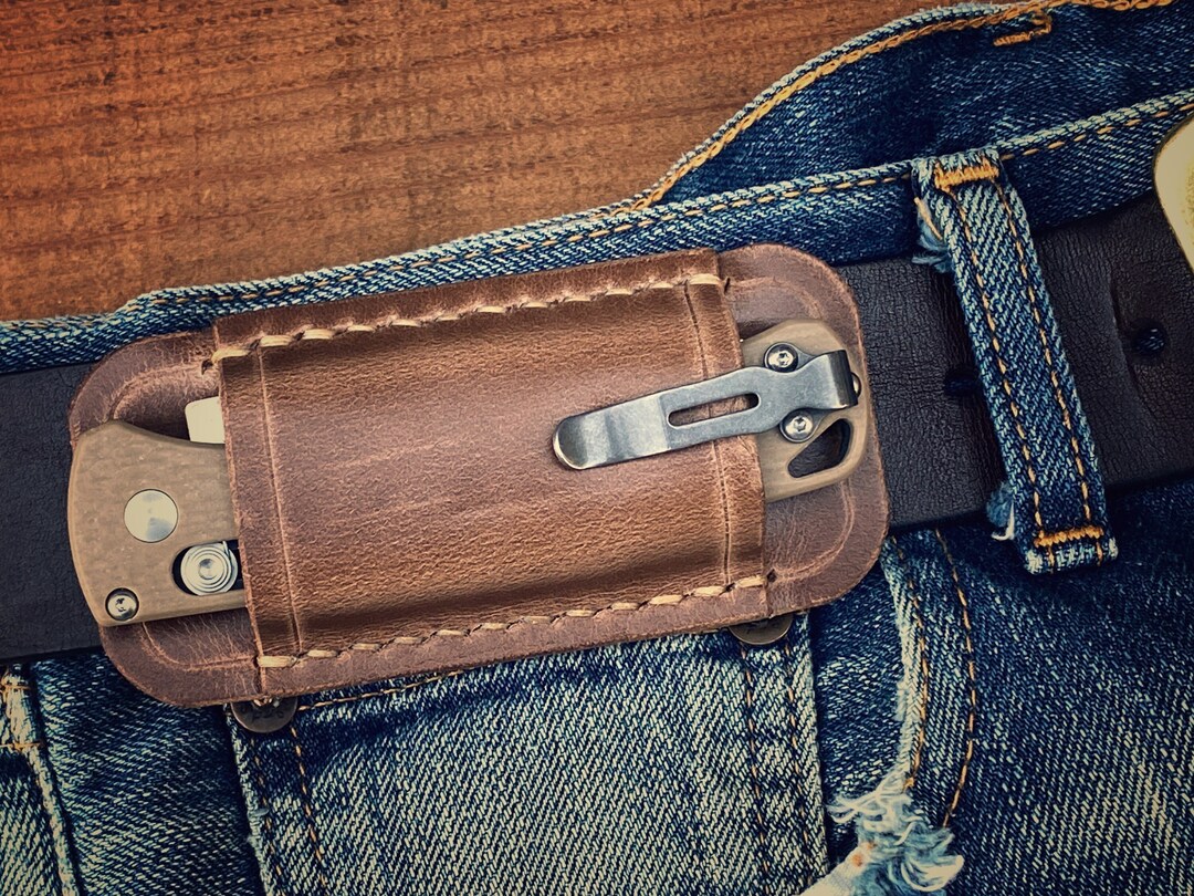 EDC Folding Knife Leather Belt Sheath Knife Sheath Etsy